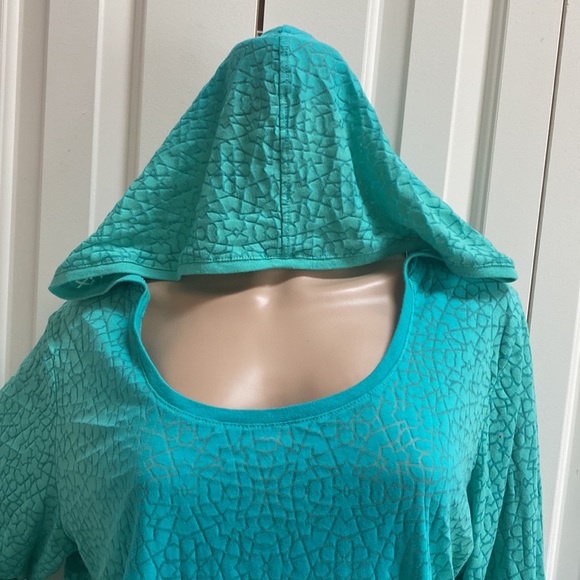 Calvin Klein Performance Womens L/XL Blue & Green Long Sleeve Hoodie with Thumb - Picture 2 of 12
